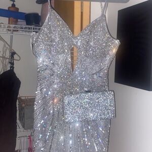 Elegant Silver Sequin Prom Dress